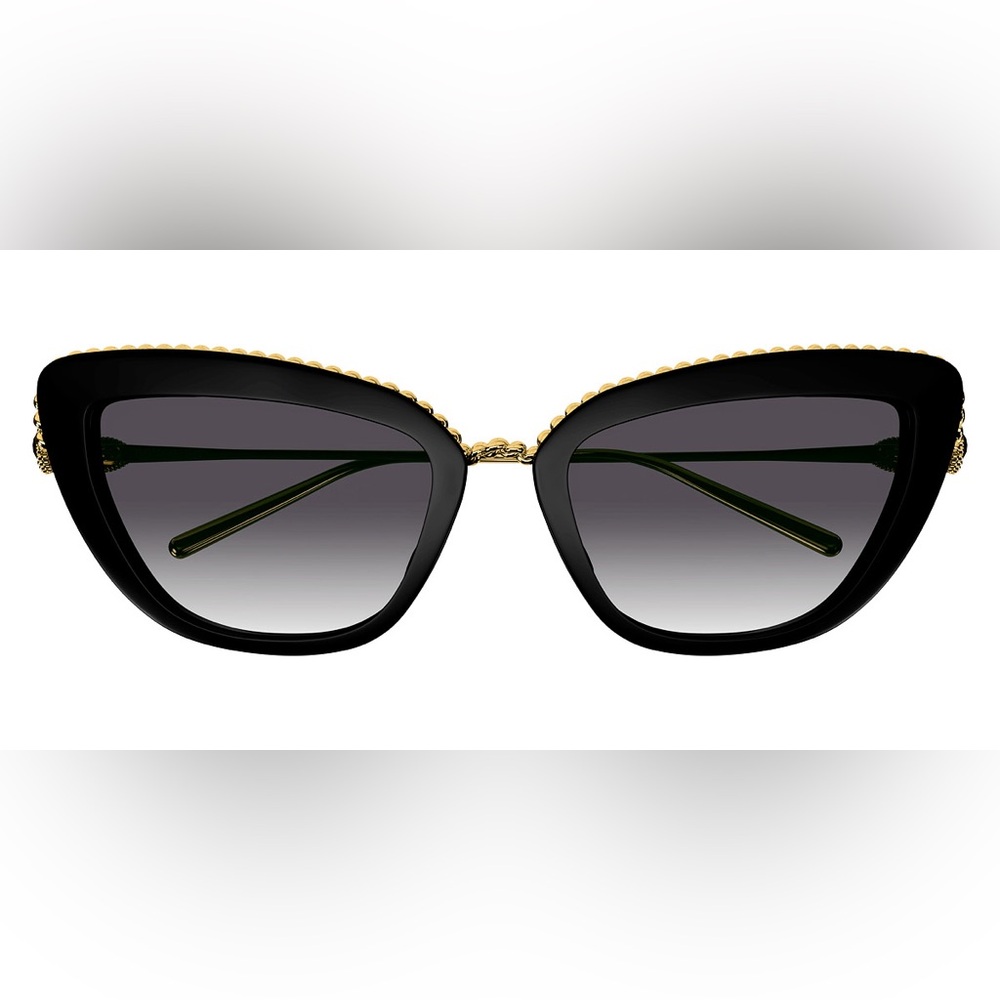 Boucheron NWT Embellished Cat Eye Sunglasses BC0140S 001 Black/Gold - Picture 2 of 12
